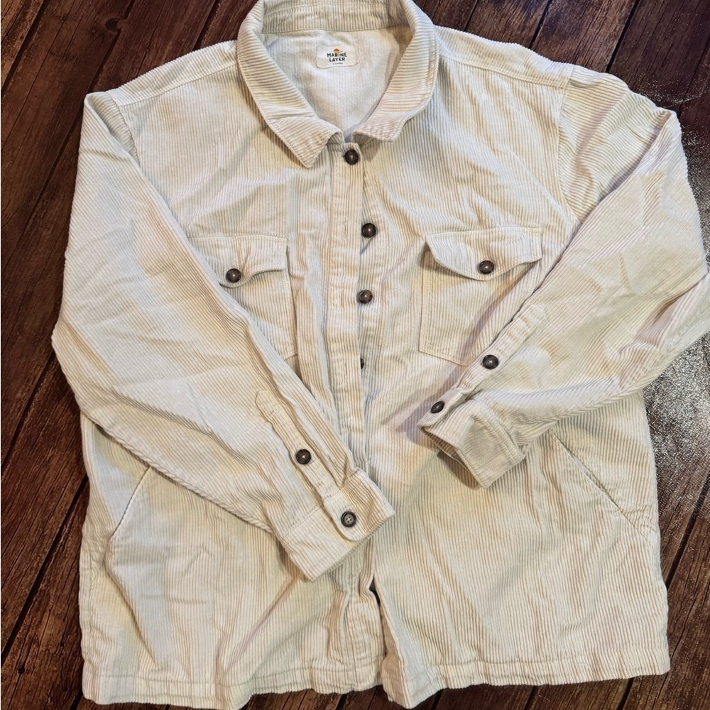 Marine Layer Hemp & Organic Cotton Corduroy Overshirt Jacket – XL – Cream/Beige